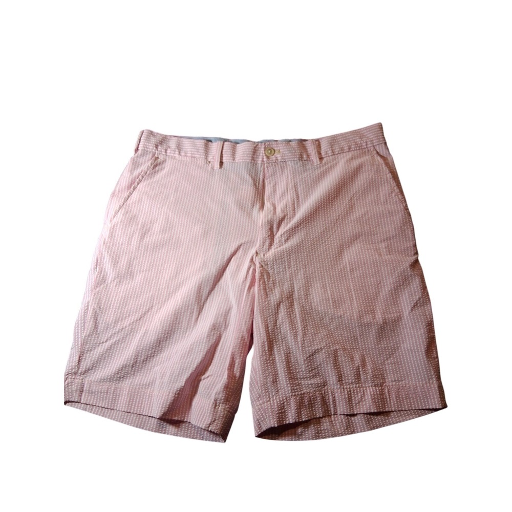 Polo Golf Ralph Lauren Mens 34 Pink White Seersucker Stripe‎ Classic Fit Shorts